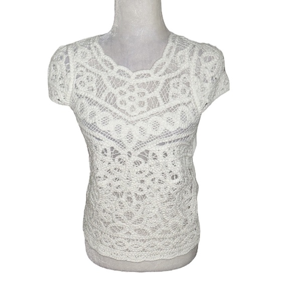 LN Lilly Pulitzer Jamie Cameo White Battenberg Eyelet Scalloped Lace Top - XS - Picture 4 of 14